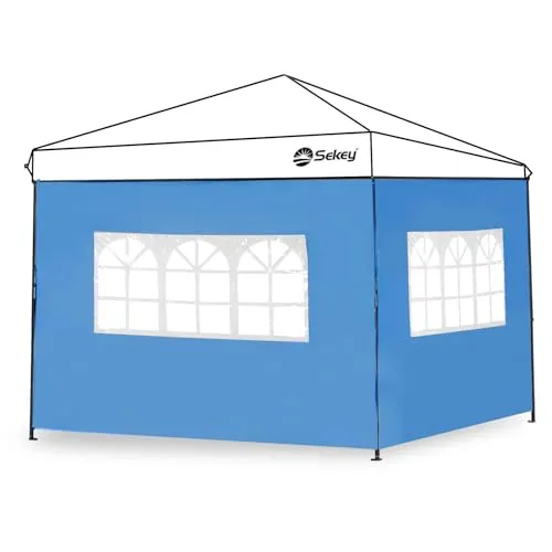 Pavillon Seitenteile Blau mit 2 Fenstern & 1 Multifunktionale - Pavillon Seitenteile, ideal für zusätzlichen Sichtschutz und Belüftung, perfekt für Gartenpartys und Veranstaltungen.