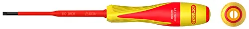 KS Tools 922.6220 Schraubendreher 922.6220, Schlitz-Schraubendreher, 3,5 x 100 mm, Isolierte Materialien, 1000 V, für elektrische Klemmen, Stahl S2, brünierte Spitze
