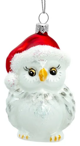 SIKORA Christbaumschmuck BS710 Eule mit Weihnachtsmütze - Dekohänger aus hochwertigem Glas, bringt festliche Stimmung und einen charmanten Akzent in Ihre Weihnachtsdekoration.