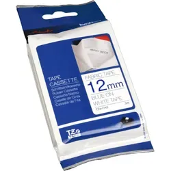 Brother TZe-FA3 Textil-Aufbügelband - Blau auf Weiß, 12mm x 3m, langlebig und ideal für individuelle Textilbeschriftungen