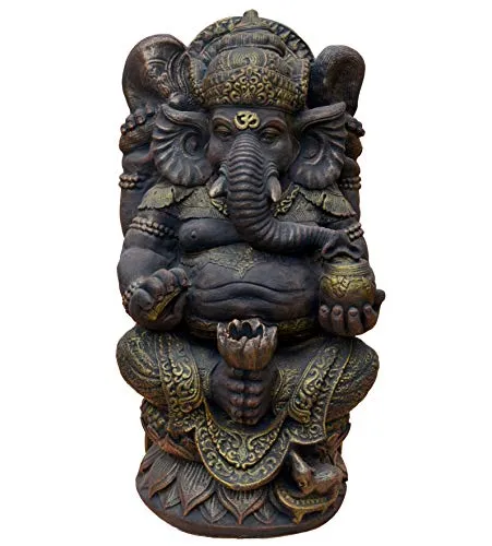 Gartendekoparadies.de Gartenfigur Ganesha in gold von gartendekoparadies