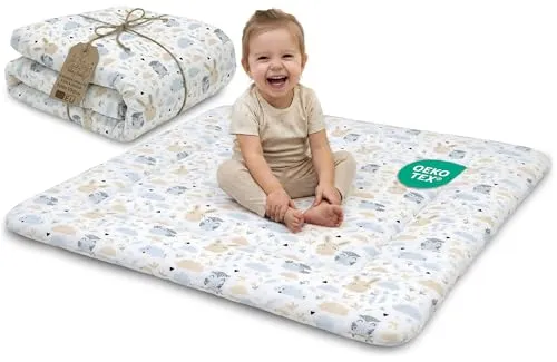 Krabbeldecke Krabbelmatte für Baby – Faltbare Spielmatte mit Baumwollbezug