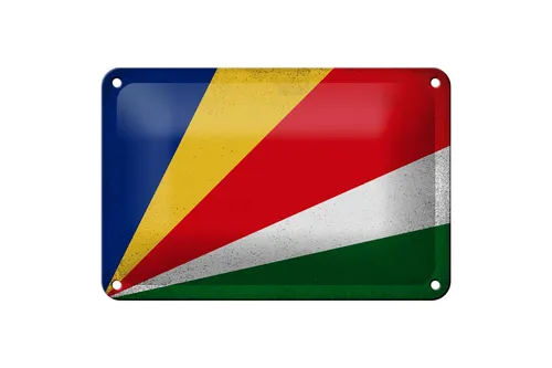 Blechschild Flagge Seychellen 18x12 cm Seychelles Vintage Deko Schild