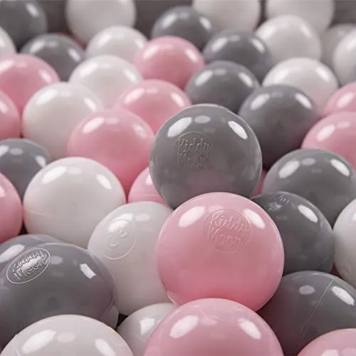 KiddyMoon Plastikbälle 6 cm weiß-grau-puderrosa