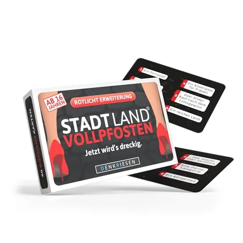DENKRIESEN - Stadt Land VOLLPFOSTEN® - Das Brettspiel Erweiterung | +354 Kategorien (Rotlicht Edition) | Offizielles Erweiterungsset für das Stadt Land Vollpfosten Brettspiel | Spaß garantiert
