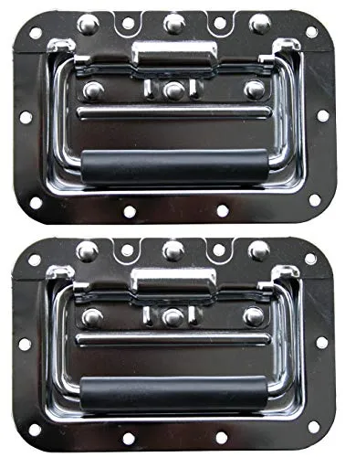 2x Klappgriff medium gefedert Einbauschale 9mm 160x107 mm Case Rack