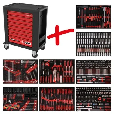 KS-Tools Performanceplus Werkstattwagen-Satz P15 mit 536 Werkzeugen für 8 Schubladen 720954