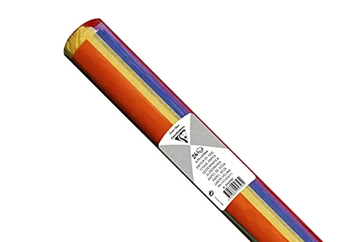 Clairefontaine 394099C Seidenpapier (Packung mit 24 Bögen, 50 x 75cm, 18 g/qm, ideal für Deko und Bastelprojekte) 1 Pack, farbig sortiert