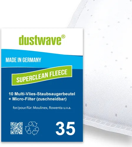 Sparpack - 10 Staubfilterbeutel passend für Rowenta - RO 4111 / RO4111 Artec 2 Staubsauger - dustwave® Markenstaubbeutel / Germany + inkl. Microfilter