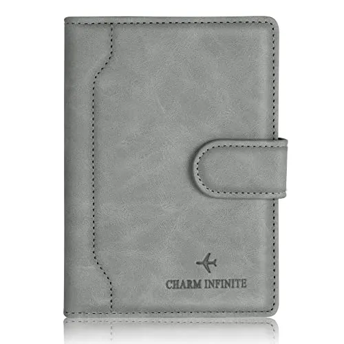 Impfpass Hülle Reisepasshülle, Urlaub Zubehör, Passhülle mit RFID-Blocker, Schutzhülle Tasche für Kreditkarten Reisepass, Ausweis und Reisedokumente, Reisezubehör/Cardholder/Travel Organizer (Grau)