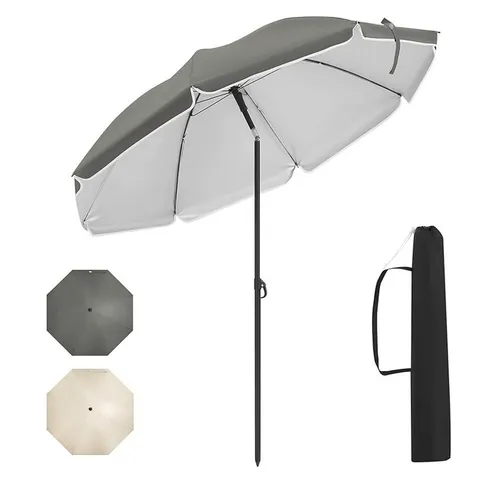 Woltu Sonnenschirm mit Tragetasche, UPF 50+, 135/155/175 cm in grau von WOLTU