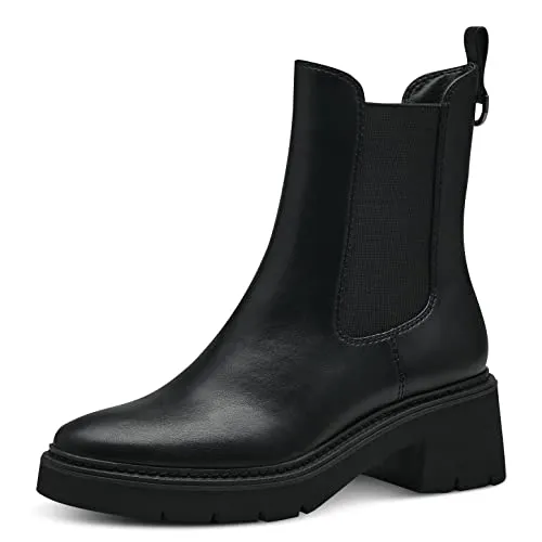 Tamaris Damen Chelsea Boots, Frauen Stiefeletten,TOUCHit-Fußbett,Schlupfstiefel,flach,Boots,Stiefel,Bootee,Booties,halbstiefel,Black,36 EU