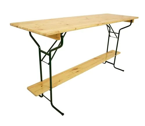 DEGAMO Stehtisch Bartisch Bamberg 70 x 220cm - Bartisch in Profi-Ausführung, klappbar mit stabiler Kiefernholzplatte und robustem Stahlrohrgestell, ideal für Feste und Events.