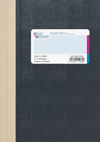 König Ebhardt 8615224 Geschäftsbuch A5 - kariert, 192 Blatt mit Fadenheftung und strapazierfähigem Elefantenhaut-Überzug