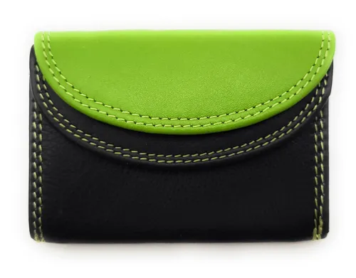 Lemasi echt Leder Mini Geldbörse Portemonnaie Wickelbörse Urlaubsbörse blk lime