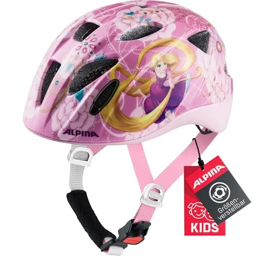 Alpina XIMO Disney Rapunzel Fahrradhelm - Fahrradhelme für Kinder, bruchfest und leicht, mit optimaler Belüftung und exklusivem Disney Prinzessin-Design für sicheren Fahrspaß.