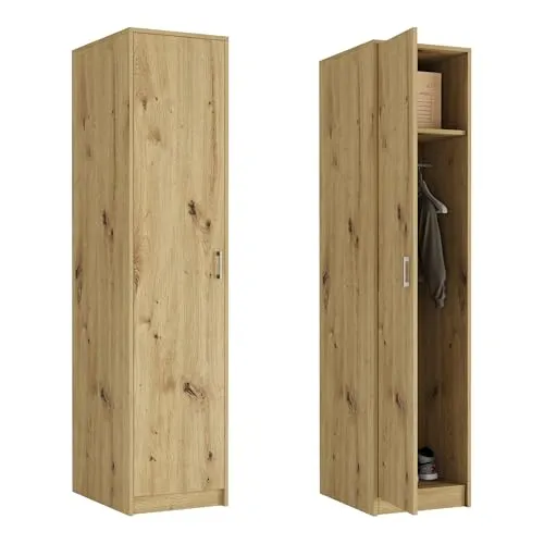 Home Collective Moderner Kleiderschrank mit 1 Tür | Schrank mit Kleiderstange und Einlegeboden | Platzsparender Hochschrank für Schlafzimmer, Flur, Kinderzimmer | 42x55x180 cm (BxTxH) | Artisan