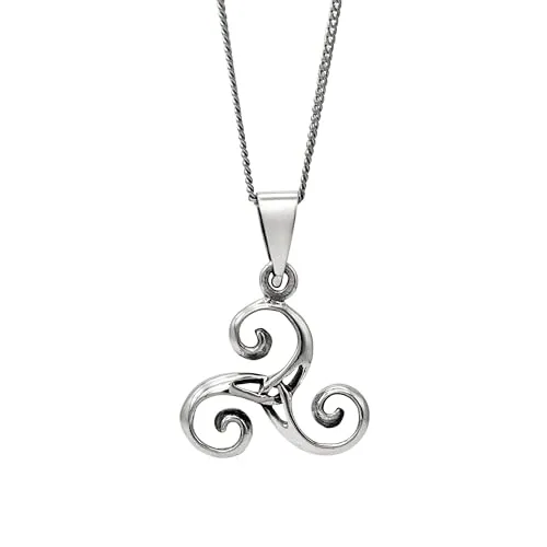 81stgeneration 925 Silber Triskele Halskette für Herren | Keltischer Triskelion-Anhänger aus Sterlingsilber an 45,7cm Langer Panzerkette | Dreifachspiral-Design | Symbolischer Boho-Schmuck für Damen