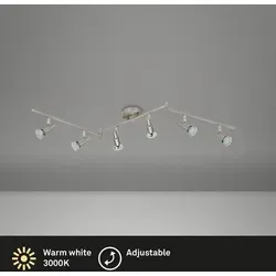 Briloner LED Deckenleuchte 6xGU10 18W Matt-Nickel - Moderne 6-flammige Deckenleuchte aus Metall in matt-nickel, dreh- und schwenkbar für optimale Lichtausrichtung, ideal für Wohnräume und Büros.