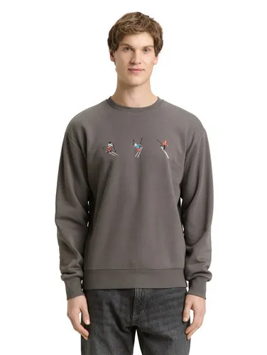 TOM TAILOR Denim Sweater mit Ski-Motiven bestickt