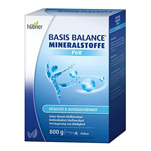 Hübner Basis Balance Mineralstoffe Pur 800 g | Vegan - Nahrungsergänzungsmittel mit Zink und Chrom zur Unterstützung des Stoffwechsels und zur Reduktion von Müdigkeit. Ideal für eine ausgewogene Ernährung und mühelos in Getränke einrührbar.