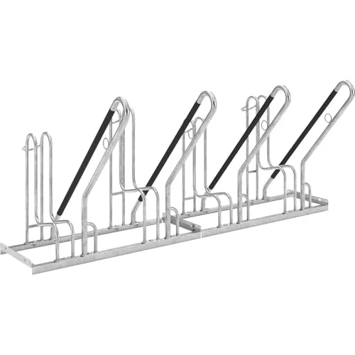 WSM Fahrradständer 4704 XBF, Einstellparker für 4 Fahrräder - Bodenmontierbarer Fahrradständer aus feuerverzinktem Stahl, ideal für E-Bikes und Rennräder. Mit extra hohen Anlehnbügeln für optimalen Schutz gegen Umknicken und Diebstahl.