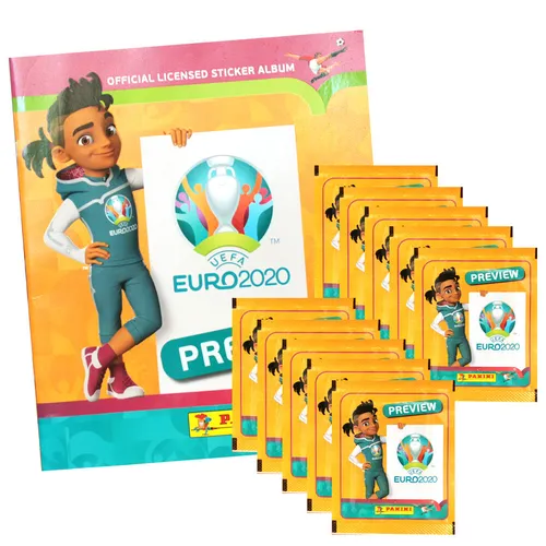 Panini - EURO 2020 Preview - INTERNATIONALE AUSGABE Sticker - 1 Album + 10 Tüten
