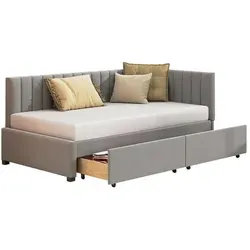 Flieks Polsterbett aus Samt, 90x200cm, mit 2 Schubladen