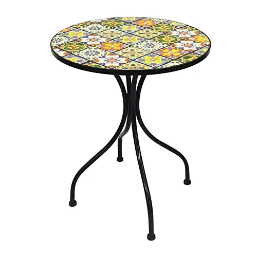 Mosaik Mosaiktisch 60cm - Gartentisch für mediterranes Flair - Gartentisch in Mosaikoptik, ideal für Balkon oder Terrasse. Robuste Verarbeitung und langlebige Materialien sorgen für eine stilvolle und praktische Ergänzung Ihres Außenbereichs.