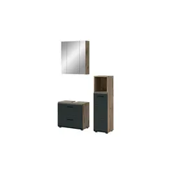 xonox Badezimmer Ice 3 tlg. Badkombination - Badmöbelset in modernem Design, kratzfest und wasserabweisend, inklusive Kommode, Spiegelschrank und Waschbeckenunterschrank für ein stilvolles Badezimmer.