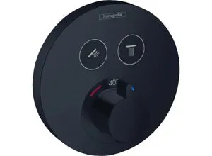 hansgrohe ShowerSelect S Fertigmontageset 15743670 - Duscharmatur für 2 Verbraucher, mattschwarz, mit komfortablem Select-Button für einfaches Ein-/Ausschalten und einstellbarer Temperaturbegrenzung für mehr Sicherheit.