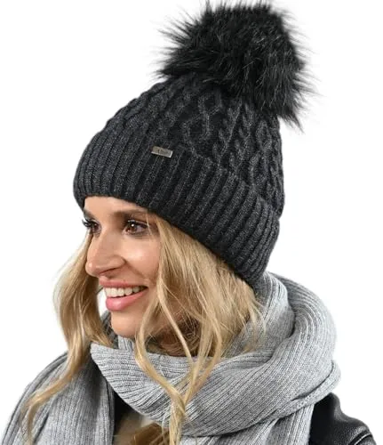Alur Mütze Damen Beanie Wintermütze Strickmütze mit Bommel