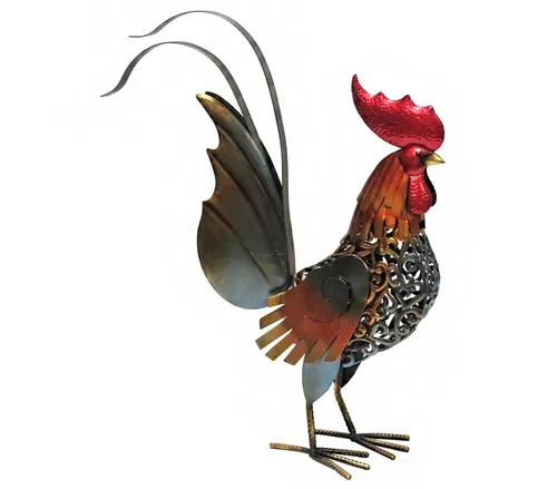 Dehner Gartenfigur Hahn Toni, wetterfest und detailgetreu, 42.5 x 16 x 55.5 cm - Der Dehner Metall-Hahn Toni ist eine farbenfrohe Dekofigur für Garten und Balkon. Wetterfest und robust aus Metall, bringt er mit seinem einzigartigen Design und den leuchtenden Farben Frühlingsstimmung in jeden Außenbereich.