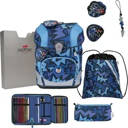 DerDieDas Schulranzen ErgoFlex Tiny Set 6-teilig Dark Dragon blau