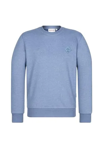 Naketano Rainerius 20 - Blue Melange - Stylisches Naketano Herren-Sweatshirt mit Kunstleder-Details und Rippkragen. Bequemer Schnitt für Freizeit und Alltag. Hochwertige Verarbeitung sorgt für langlebigen Tragekomfort und angenehmes Tragegefühl.