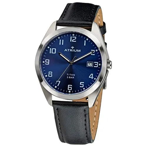 Atrium Quarzuhr A14-15 Herrenarmbanduhr - Elegante Herrenuhr mit Quarz-Antrieb, titangehäuse und schwarzem Lederarmband. Ideal für stilbewusste Männer.