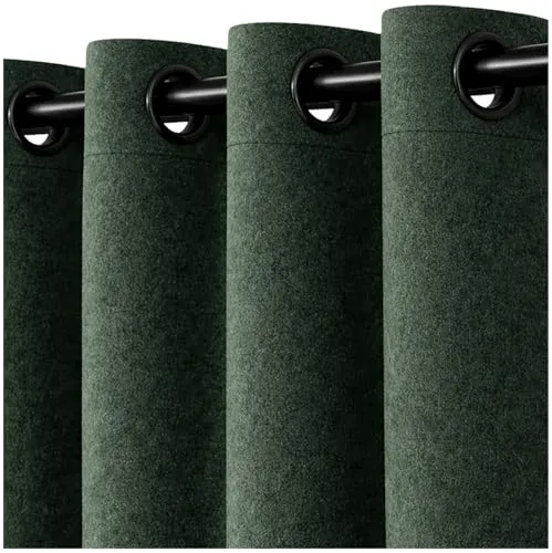 heimtexland Filz Thermovorhang Waldgrün-Schwarz 245x135 cm von Heimtexland