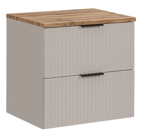 Lomadox Waschtisch ADELAIDE-56-CASHMERE, Waschtischschrank, kaschmir und Eiche mit gerillter Front, 60cm breit