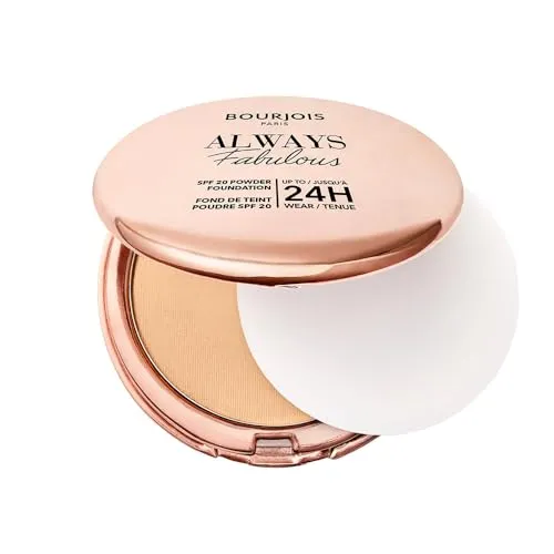 Bourjois Always Fabulous 310 Beige, Kompaktpuder, leichte Formel, langer Halt bis zu 24 Stunden, SPF 20, Hyaluronsäure, mattes Finish zweite Haut, 7 g