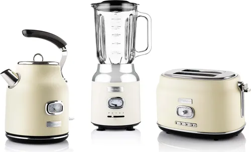 Westinghouse Frühstücksset WES09 cremeweiß - Wasserkocher mit kabellosem Edelstahlbehälter (1,7 L), hoher Siedekapazität und analoge Temperaturanzeige für perfekten Tee - ideal für ein stilvolles Frühstück.