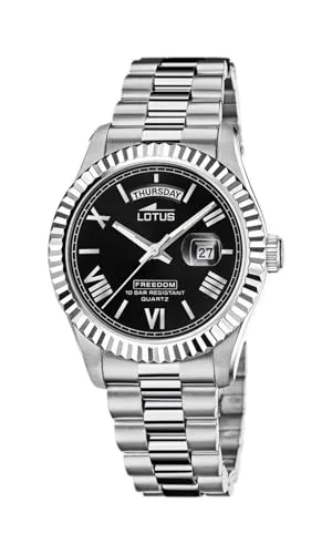 Lotus Herren Armbanduhr 18854/4 - Elegante Armbanduhr aus Edelstahl in Silber-Schwarz, 41,5mm, mit 10 Bar Wasserdichtigkeit – ideal zum Schnorcheln oder Schwimmen.