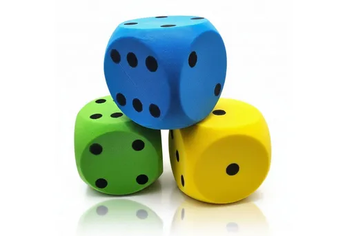 alldoro Softball XXL Schaumstoff-Würfel 3er Set, 15cm, Augenwürfel extra weich und groß, Spielwürfel für Kinder ab 3 Jahren, in gelb, grün und blau