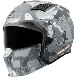 Bogotto Radic Camo Helm - Grau-Weiß, Größe S für Männer - Stylischer Motorradhelm mit getöntem Visier, in zwei Schalengrößen erhältlich. UV-resistent und ideal für den täglichen Einsatz auf dem Bike.