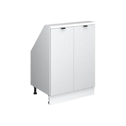 Vicco Kommode Rion, Weiß Riffel, 60 x 81.6 cm mit 2 Türen - Die Vicco Kommode Rion bietet stilvollen Stauraum unter schrägen Dächern. Mit 2 Türen und einem offenen Fach ist sie ideal für Schlafzimmer, Wohnzimmer und Kinderzimmer. Praktisch und ästhetisch zugleich – schaffen Sie Ordnung mit dieser eleganten Lösung!