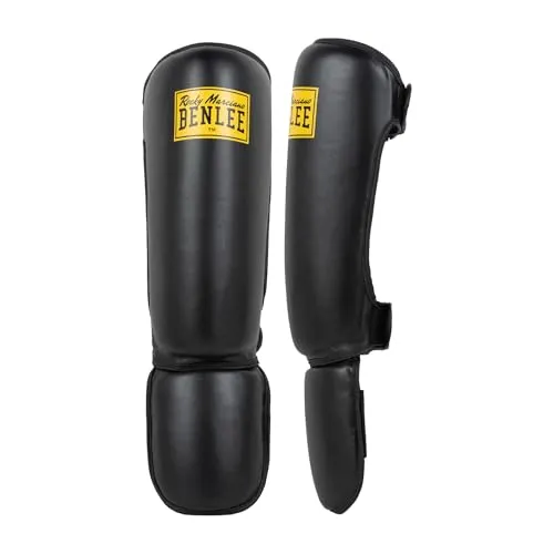 BENLEE Schienbeinschoner Guardian Black S/M - Unterarm- & Schienbeinschutz für Kampfsport, hochwertige Kunstleder-Schoner mit 2 Klettverschlüssen für perfekten Halt und optimalen Schutz.
