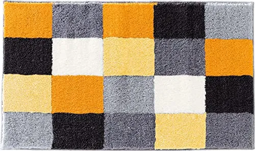 Erwin Müller Badematte Kreta gelb 60x90 cm - Badvorleger mit flauschigem Hochflor, rutschhemmend und perfekt für Fußbodenheizung geeignet. Das harmonische Design sorgt für einen Blickfang in Ihrem Badezimmer.