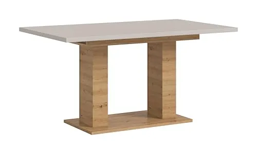 xonox.home Esstisch Motion 150-190 cm – Ausziehbarer Tisch in Kaschmir und Artisan Nachbildung - Flexibler Esstisch mit Doppelsäulen-Fußgestell, leicht von 150 cm auf 190 cm erweiterbar. Ideal für große Familien und gesellige Abende. Zeitloses Design und pflegeleichte Oberflächen für vielseitige Nutzung im Wohnbereich.