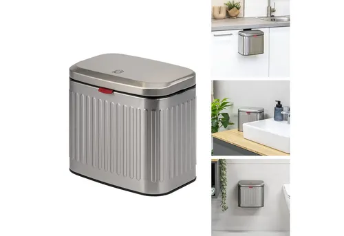 eluno Abfalleimer 4L - Vielseitiger Küchenmülleimer mit Schiebedeckel - Küchenabfalleimer mit 4L Fassungsvermögen, flexibel hängend oder stehend einsetzbar, ideal für Küche und Bad, schickes Design und innovative Öffnungstechnik.