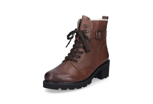 Remonte Damen Schnürboot braun - Wanderschuhe aus hochwertigem Leder mit kuscheligem Lammwollfutter und isolierender Thermo-Innensohle für warme Füße bei jedem Abenteuer.