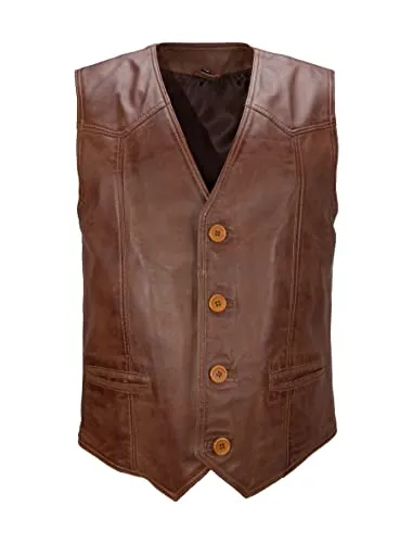 Ludwig Herren Lederweste aus Lammnappa Leder - mokka - Herren-Westen mit klassischem Schnitt für jeden Anlass, aus weichem, robustem Lamb Vegas Leder im charakteristischen Vintage Look, ideal für sportlich-elegante Outfits.